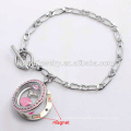 Mgnetic design 316l stainless steel jewelry NK Chain living floating glass memory locket bracelet